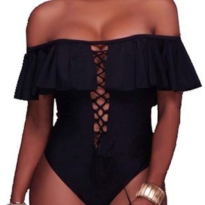 Black one piece bathing suit